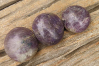 Polished Lepidolite with Pink Rubellite Palm Stones x 24 From Ambatondrazaka, Madagascar