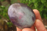 Polished Lepidolite with Pink Rubellite Palm Stones x 24 From Ambatondrazaka, Madagascar