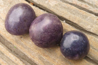 Polished Lepidolite with Pink Rubellite Palm Stones x 24 From Ambatondrazaka, Madagascar