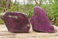 Polished On One Side Metallic Purpurite Specimens x 2 From Namibia