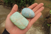 Polished Amazonite Palm Stones x 17 From Zimbabwe