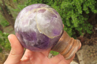 Polished Chevron Amethyst Spheres x 2 From Madagascar