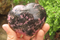 Polished Rhodonite Gemstone Hearts x 3 From Madagascar