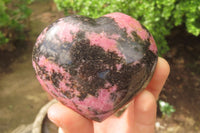 Polished Rhodonite Gemstone Hearts x 3 From Madagascar