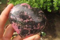 Polished Rhodonite Gemstone Hearts x 3 From Madagascar