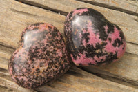 Polished Rhodonite Gemstone Hearts x 3 From Madagascar