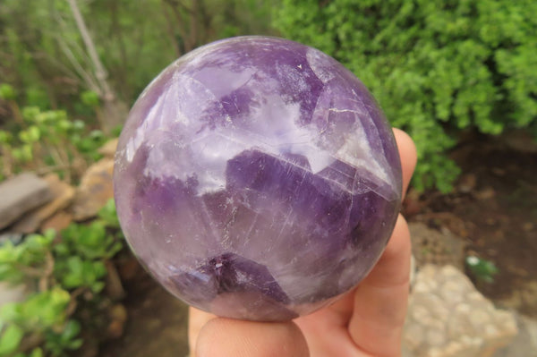 Polished Chevron Amethyst Spheres x 4 From Madagascar