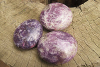 Polished Lepidolite with Pink Rubellite Palm Stones x 10 From Ambatondrazaka, Madagascar