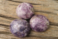 Polished Lepidolite with Pink Rubellite Palm Stones x 10 From Ambatondrazaka, Madagascar