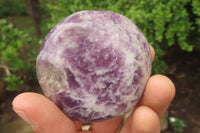 Polished Lepidolite with Pink Rubellite Palm Stones x 10 From Ambatondrazaka, Madagascar