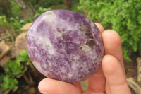 Polished Lepidolite with Pink Rubellite Palm Stones x 10 From Ambatondrazaka, Madagascar