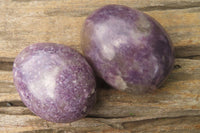 Polished Lepidolite with Pink Rubellite Palm Stones x 10 From Ambatondrazaka, Madagascar