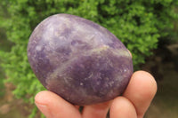 Polished Lepidolite with Pink Rubellite Palm Stones x 10 From Ambatondrazaka, Madagascar