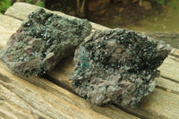 Natural Libethenite Crystals On Dolomite Matrix Specimens x 2 From Shituru, Congo