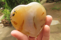 Polished Banded Agate Gemstone Hearts x 6 From Madagascar