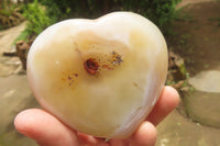 Polished Banded Agate Gemstone Hearts x 6 From Madagascar