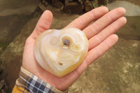 Polished Banded Agate Gemstone Hearts x 6 From Madagascar