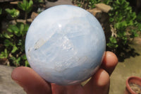 Polished Blue Calcite Spheres x 2 From Madagascar