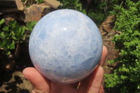 Polished Blue Calcite Spheres x 2 From Madagascar