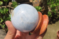 Polished Blue Calcite Spheres x 2 From Madagascar