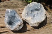 Natural Celestite Geode Specimens x 2 From Sakoany, Madagascar