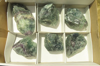 Natural Watermelon Fluorite Cobbed Specimens x 6 From Uis, Namibia