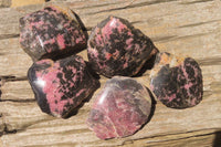 Polished On One Side Rhodonite Nodules x 5 From Madagascar