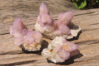 Natural Amethyst Spirit Quartz Clusters x 3 From Boekenhouthoek, South Africa