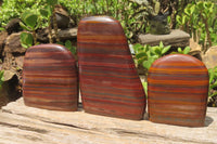 Polished Tiger Iron Jasper Standing Free Forms x 3 From South Africa