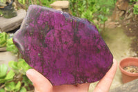 Polished On One Side Metallic Purpurite Specimens x 3 From Namibia