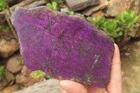 Polished On One Side Metallic Purpurite Specimens x 3 From Namibia