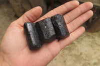 Natural Alluvial Schorl Black Tourmaline Crystals x 20 From Zimbabwe