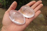 Polished Clear Quartz Palm Stones x 12 From Madagascar