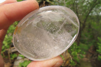 Polished Clear Quartz Palm Stones x 12 From Madagascar