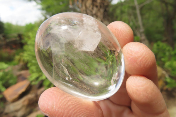 Polished Clear Quartz Palm Stones x 12 From Madagascar