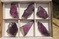 Polished On One Side Metallic Purpurite Specimens x 6 From Namibia