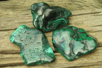 Polished Flower Banded Malachite Free Forms x 3 From Congo