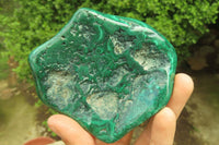 Polished Flower Banded Malachite Free Forms x 3 From Congo