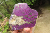 Polished On One Side Metallic Purpurite Specimens x 3 From Namibia