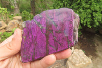 Polished On One Side Metallic Purpurite Specimens x 3 From Namibia