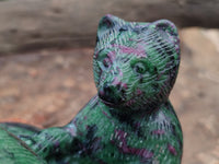 Polished Rare Hand Made Ruby Zoisite Bear and Cubs Carving x 1 From Tanzania