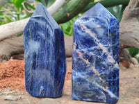 Polished Sodalite Point-Prisms x 2 From Kunene River, Namibia