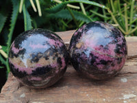 Polished Rhodonite Sphere-Ball x 4 From Ambindavato, Madagascar