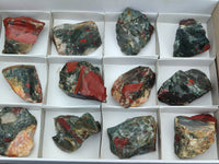 Natural Bloodstone Cobbed Specimens x 12 From Swaziland