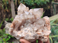 Natural Smokey Phantom Quartz Clusters x 3 From Luena, Congo