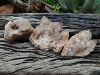 Natural Smokey Phantom Quartz Clusters x 3 From Luena, Congo