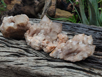 Natural Smokey Phantom Quartz Clusters x 3 From Luena, Congo