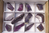 Polished On One Side Metallic Purpurite Specimens x 12 From Erongo, Namibia