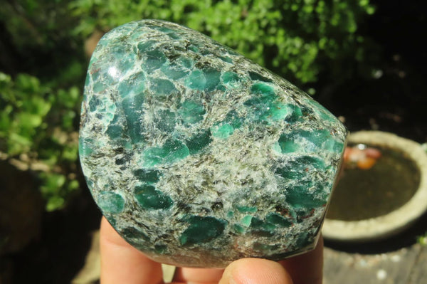 Polished Rare Emerald Mica In Matrix Standing Free Forms x 3 From Mutoko, Zimbabwe