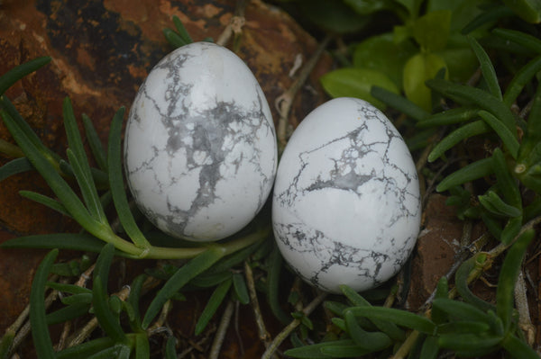 Polished Small Lightning Strike Magnesite - Howlite Gemstone Eggs - Sold Per Item - From Zimbabwe